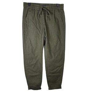 J.Crew Womens Linen Blend Pull On Drawstring Olive Green Casual‎ Pants Size 2